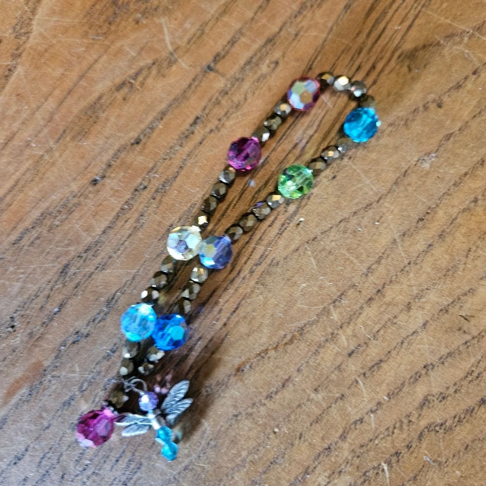Source Unknown Vibrant Beaded Bracelet with‎ Dragonfly Charm